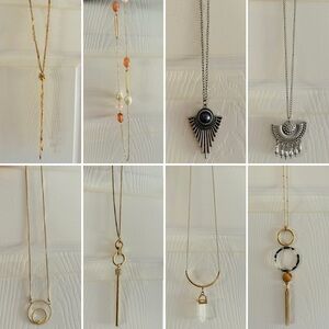 Women's Long Necklaces Fashion Jewelry - Various Set of 8 - USED